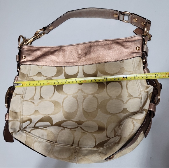🩷RARE🩷 Authentic Coach Signature Metallic Rose Blush Large Shoulder Bag - Picture 12 of 16